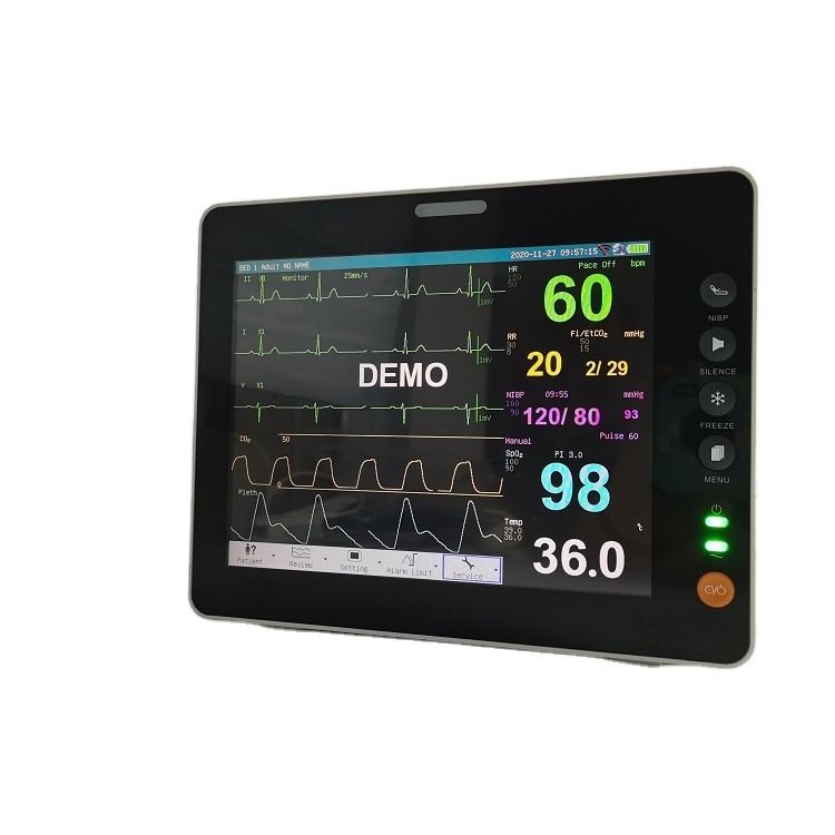 Moniteur de signes vitaux portable essentiel médical de 6 paramètres pour soins intensifs, durable de 8 pouces