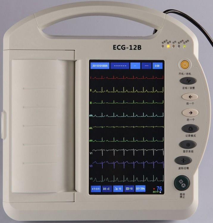 Appareil d'ECG de soins de santé Électrocardiographe numérique 12 canaux Appareil d'ECG à écran tactile portable