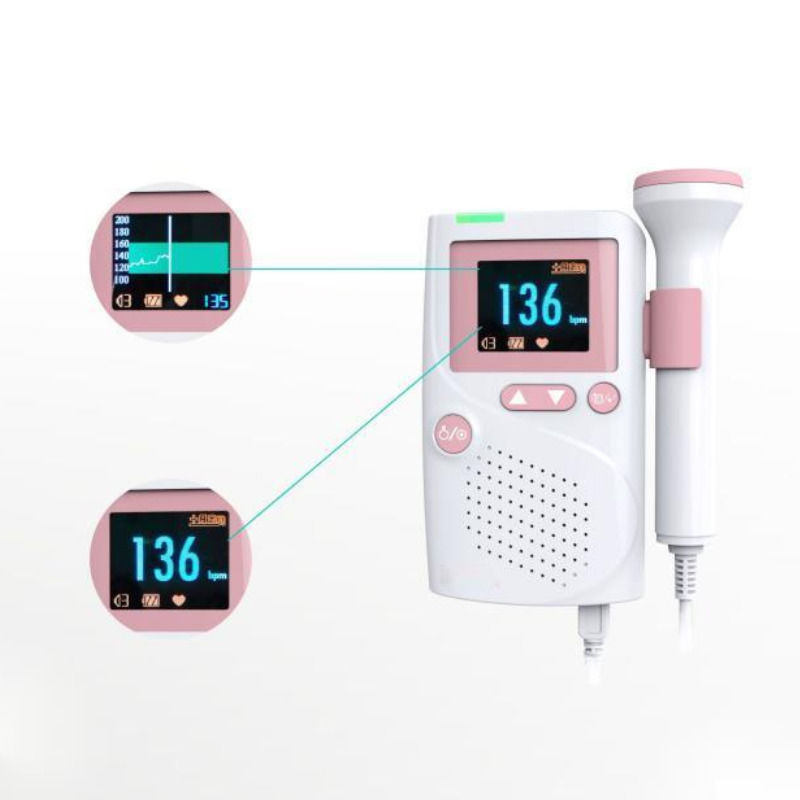 Ultrasons médicaux étanches à l'eau, son à haute fidélité Cardiologie CE Ultrasons nourrissons, bébés Moniteur cardiaque portable Fœtal Doppler